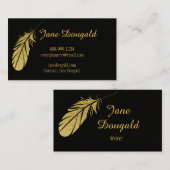 Carte De Visite Stylo en plumes d'or Noir Classic Writer (Devant / Derrière)