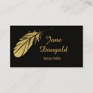 Carte De Visite Stylo en plumes d'or Noir classique Noir