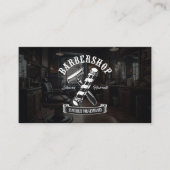 Carte De Visite Stylo moderne de cheveux noirs Barbershop (Devant)