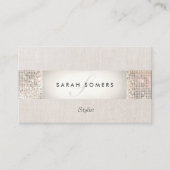 Carte De Visite Stylo moderne Silver Sequin Monogramme Beauté (Devant)