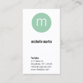 Carte De Visite Stylo Monogramme Cercle Mint Moderne (Devant)