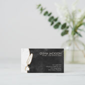 Carte De Visite Stylo Notaire encre marbre et or (Debout devant)