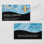 Carte De Visite Stylo or | Logo de l'échelle de justice | Marbre b (Devant / Derrière)