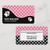 Carte De Visite Stylo Pink And Black Paws Chien Walker Animal assi (Devant / Derrière)