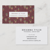 Carte De Visite Stylo Poted Cactus Cute Girly Personnalisé (Devant / Derrière)