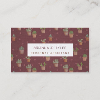Carte De Visite Stylo Poted Cactus Cute Girly Personnalisé