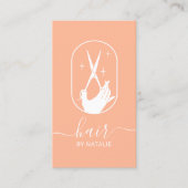 Carte De Visite Stylo pour cheveux ciseau et logo main Salon Cute  (Devant)