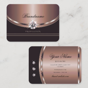 Carte De Visite Stylo Rose foncé violet doré brillant Rhinestones