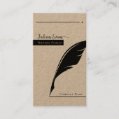 Carte De Visite Stylo Rustique Kraft Feather nib Notaire Public Qr (Devant)