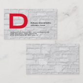 Carte De Visite Stylo Stones Murs Rouge Monogramme Professionnel (Devant / Derrière)