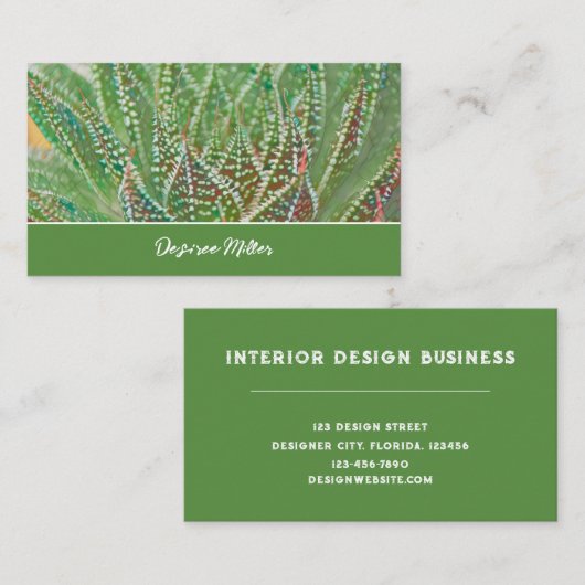 Carte De Visite Succulent Cactus Plante Verte Vitrail Art (Devant / Derrière)