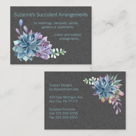 Carte de visite succulent Heather de composition (Devant / Derrière)