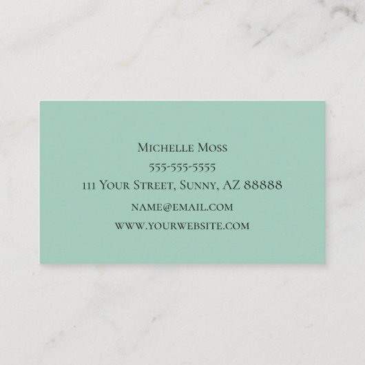 Carte De Visite Succulent Vert Botanique Élégant Script (Dos)