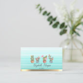 Carte De Visite Succulentes Aquarelle Rayure Ombrée (Debout devant)