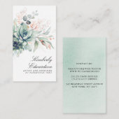 Carte De Visite Succulents et verdure or Rose Elegant Boho (Devant / Derrière)