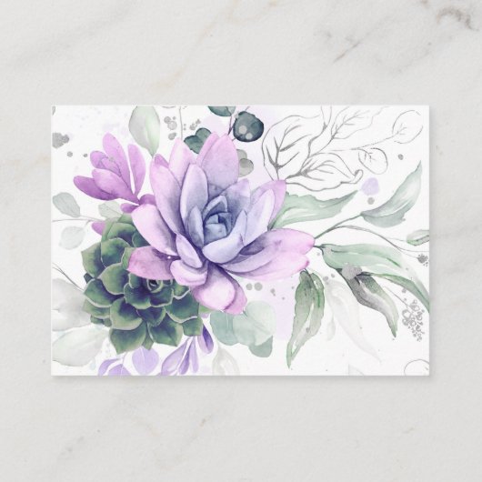 Carte De Visite Succulents Purple Greenery Mariage Website Card (Dos)
