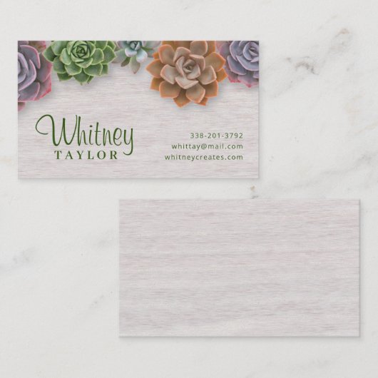 Carte De Visite Succulents rustiques (Devant / Derrière)