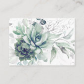 Carte De Visite Succulents Silver Greenery Mariage Website Card (Dos)