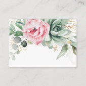 Carte De Visite Succulents Verdure rose Mariage site Web (Dos)