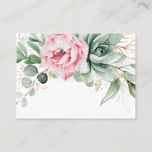 Carte De Visite Succulents Verdure rose Mariage site Web (Dos)