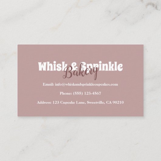 Carte De Visite Sucre Boulangerie Boutique Gâteaux Sur Mesure Choc (Dos)