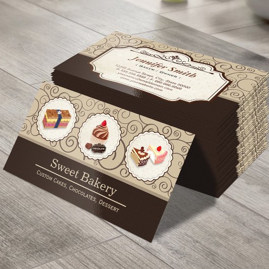 Carte De Visite Sucre Boulangerie Boutique Gâteaux Sur Mesure Choc