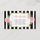 Carte De Visite Sucré Boulangerie Cupcakes Or rose Floral rayé (Dos)