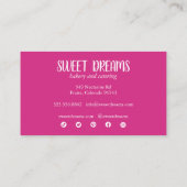 Carte De Visite Sucré Cupcake Restauration Boulangerie Charme rose (Dos)