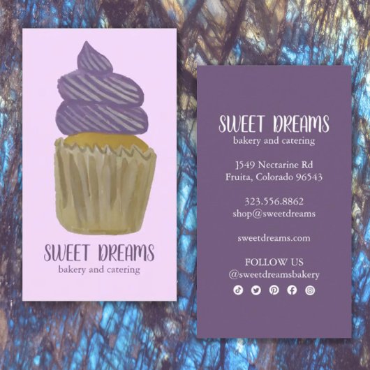 Carte De Visite Sucré Cupcake Restauration Boulangerie Purple Icôn