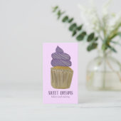 Carte De Visite Sucré Cupcake Restauration Boulangerie Purple Icôn (Debout devant)
