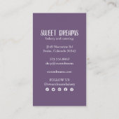 Carte De Visite Sucré Cupcake Restauration Boulangerie Purple Icôn (Dos)