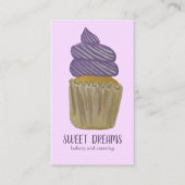 Carte De Visite Sucré Cupcake Restauration Boulangerie Purple Icôn (Devant)