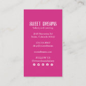 Carte De Visite Sucré Cupcake Restauration Boulangerie rose Icônes (Dos)