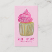 Carte De Visite Sucré Cupcake Restauration Boulangerie rose Icônes (Devant)