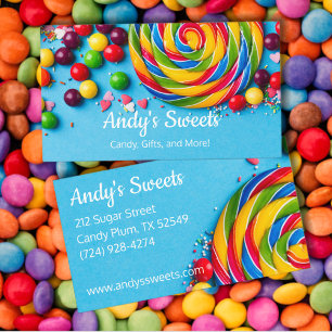Carte De Visite Sucreries Bonbons Colorés Bleu Gras
