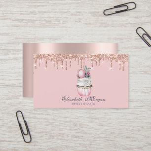 Carte De Visite Sucres de luxe Cupcake Macaron Rose Gold Drives