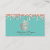 Carte De Visite Sucres Rose Cupcake Gold Drives Mint Green Bakery (Devant)