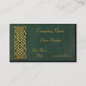 Carte De Visite Suède vert-foncé de noeud celtique d'or (Devant)