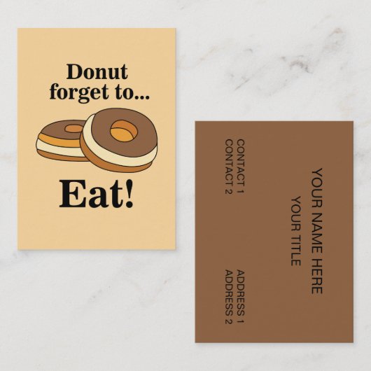 Carte De Visite Sugar Donut Doughnut Bakery (Devant / Derrière)