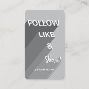 Carte De Visite Suivez, Like & Share Grey Social Media Photo