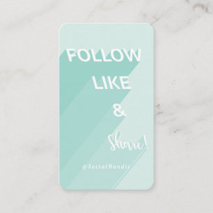 Carte De Visite Suivez, Like & Share Mint Green Media Photo