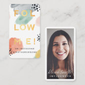 Carte De Visite Suivez-moi, Aquarelle minimale et Abstraite (Devant / Derrière)