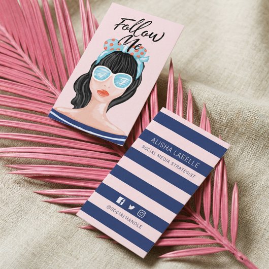 Carte De Visite Suivez-moi Branché Moderne Plage Beauté Médias soc