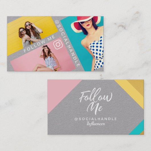 Carte De Visite Suivez-moi dans le mode médias sociaux Présentatio (Devant / Derrière)