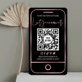 Carte De Visite Suivez-moi Médias sociaux Noir & Rose Or QR