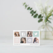 Carte De Visite Suivez-moi Social Media Carré Grille Photo Collage (Debout devant)