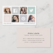 Carte De Visite Suivez-moi Social Media Carré Grille Photo Collage (Devant / Derrière)