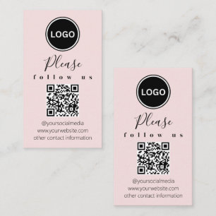 Carte De Visite Suivez-nous   Code QR   Rose bleu moderne