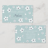 Carte De Visite Summer Boho Blue White Daisy Flowers (Devant / Derrière)