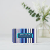 Carte De Visite Summer Navy Blue Boat Collection de rayures tendan (Debout devant)